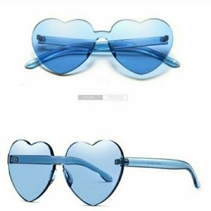 Blue Heart Shape Rimless Sunglasses 🕶